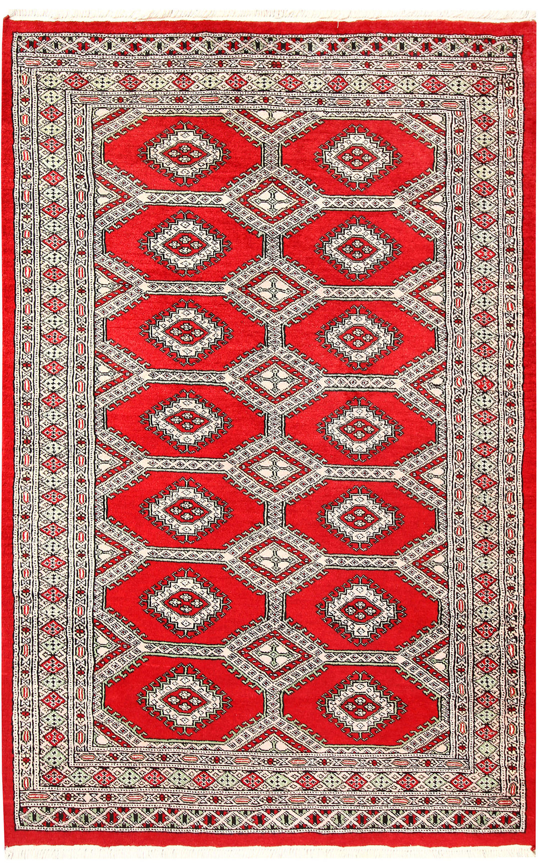 Red Pakistani Jaldar Rug 4'2" x 6'4" Hand-Knotted