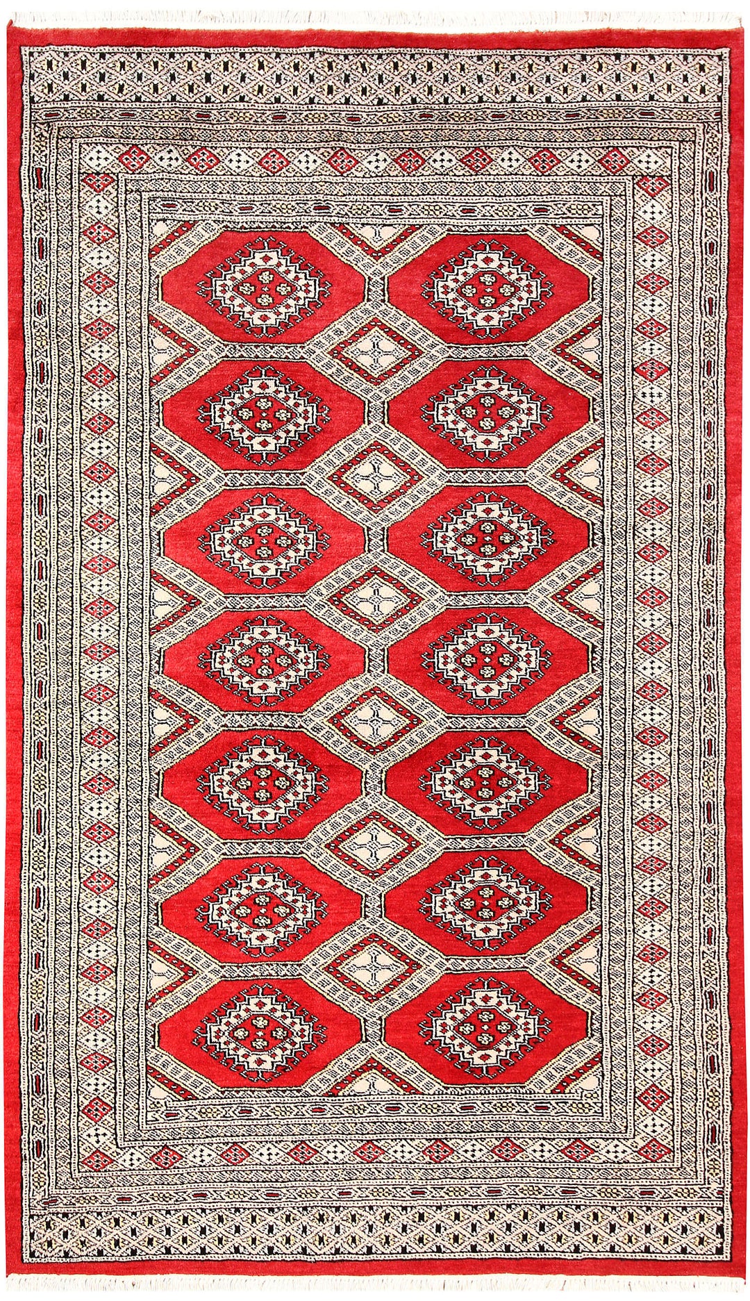 Red Afghan Jaldar Rug 4' x 6' 10" Hand-Knotted