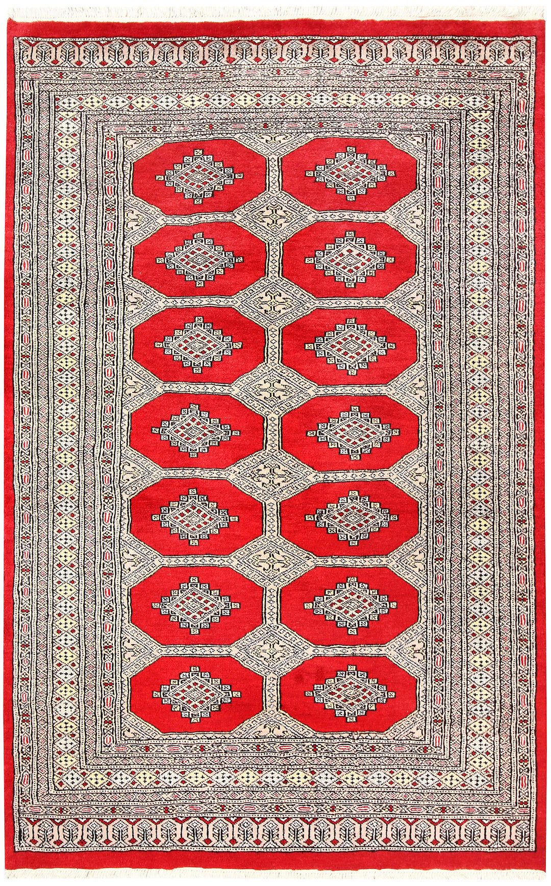 Red Pakistani Jaldar Rug 4' 2 x 6' 5 Hand-Knotted