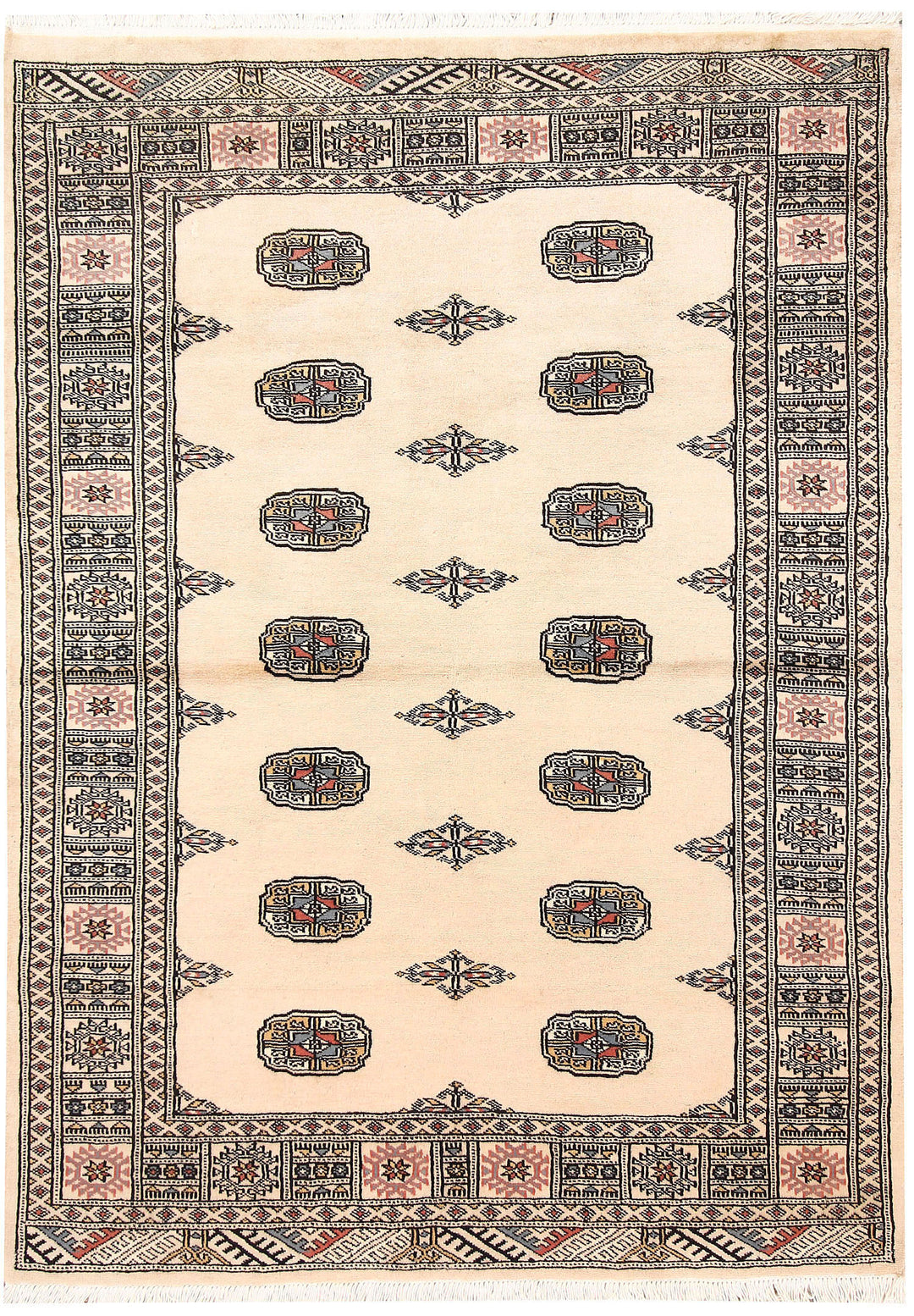 Bisque Bokhara 4' 1 x 5' 8 - No. 61016 - ALRUG Rug Store