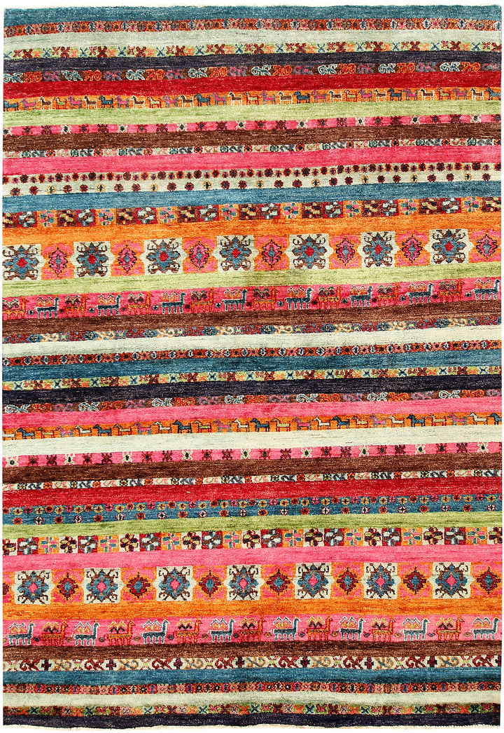 Multi Colored Gabbeh 5' 9 x 8' 6 - No. 61185 - ALRUG Rug Store