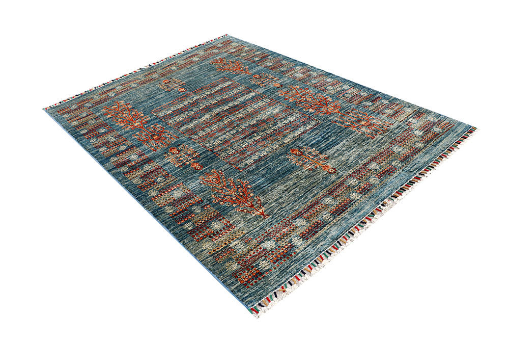 Cadet Blue Kazak 4' 11 x 6' 5 - No. 61427 - ALRUG Rug Store