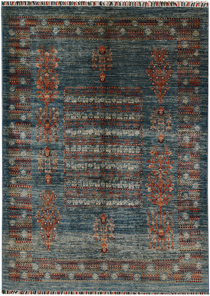 Cadet Blue Kazak 4' 11 x 6' 5 - No. 61427 - ALRUG Rug Store