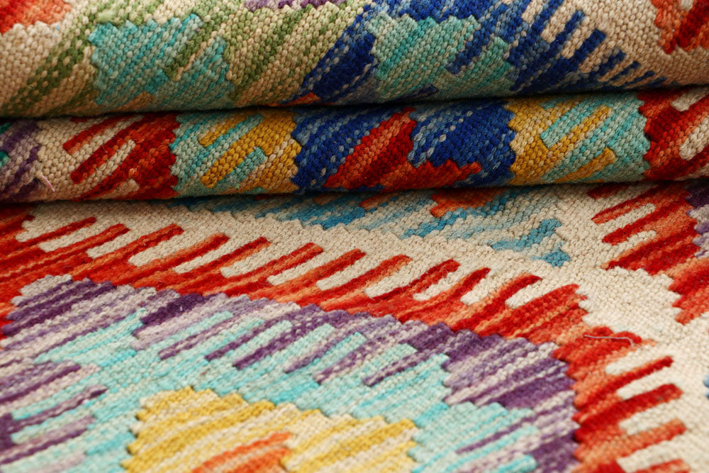 Multi Colored Kilim 4' 1 x 6' 2 - No. 61480 - ALRUG Rug Store