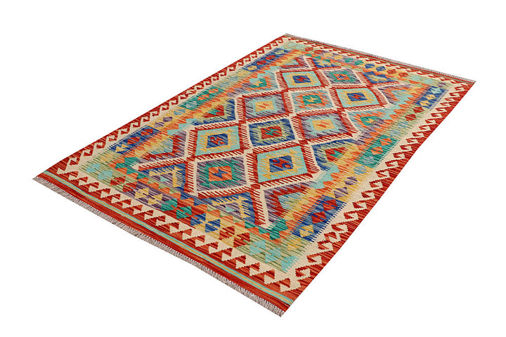 Multi Colored Kilim 4' 1 x 6' 2 - No. 61480 - ALRUG Rug Store