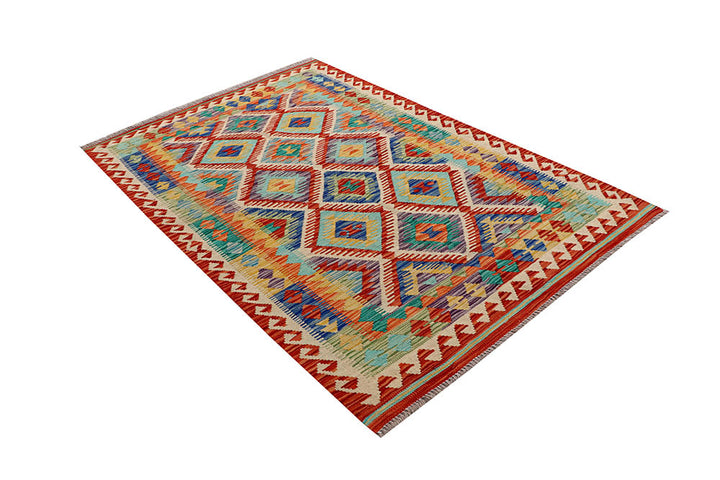 Multi Colored Kilim 4' 1 x 6' 2 - No. 61480 - ALRUG Rug Store