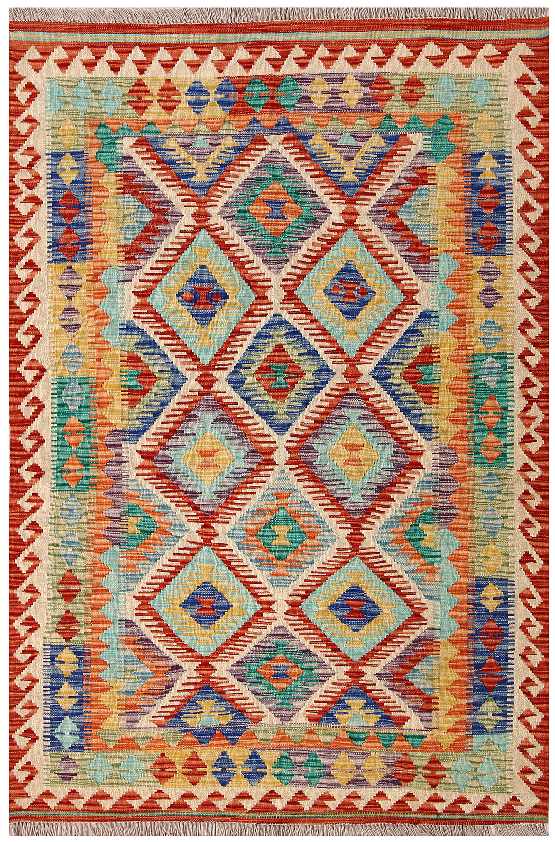 Multi Colored Kilim 4' 1 x 6' 2 - No. 61480 - ALRUG Rug Store