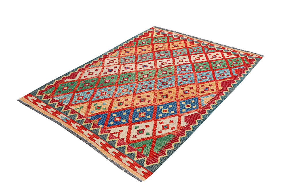 Multi Colored Kilim 4' 3 x 5' 9 - No. 61484 - ALRUG Rug Store