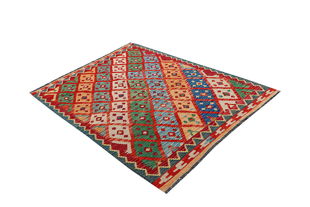Multi Colored Kilim 4' 3 x 5' 9 - No. 61484 - ALRUG Rug Store