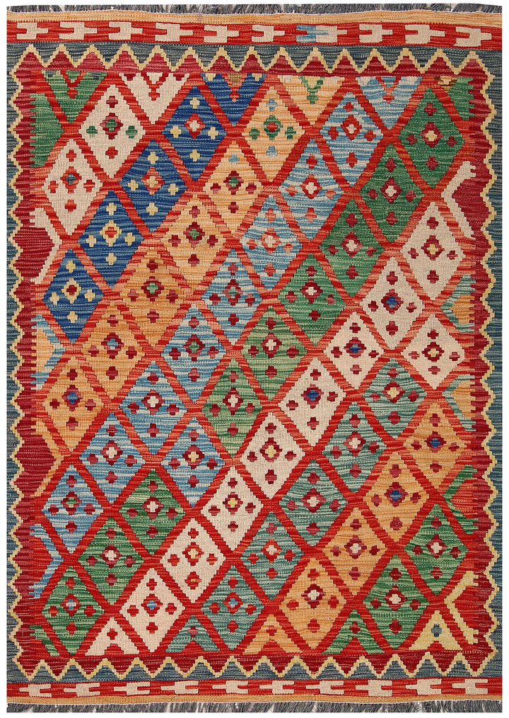 Multi Colored Kilim 4' 3 x 5' 9 - No. 61484 - ALRUG Rug Store