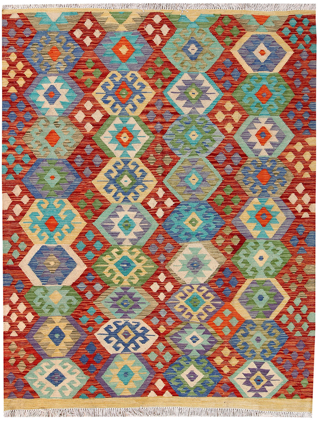 Multi Colored Kilim 5' 1 x 6' 5 - No. 61514 - ALRUG Rug Store