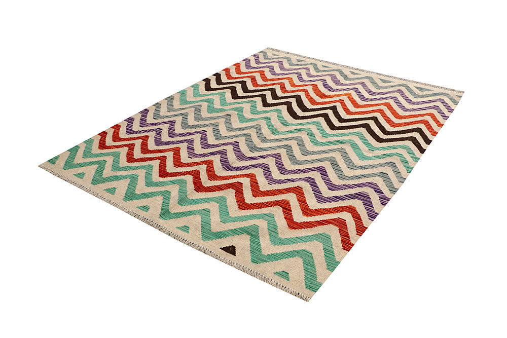 Multi Colored Kilim 4' 11 x 6' 5 - No. 61523 - ALRUG Rug Store