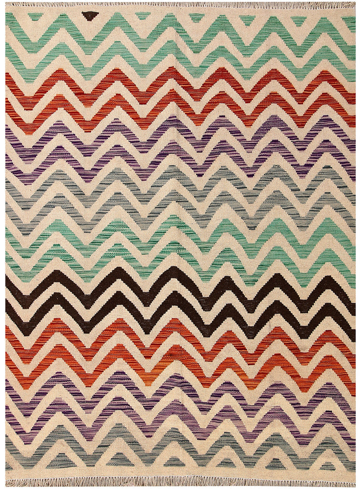 Multi Colored Kilim 4' 11 x 6' 5 - No. 61523 - ALRUG Rug Store