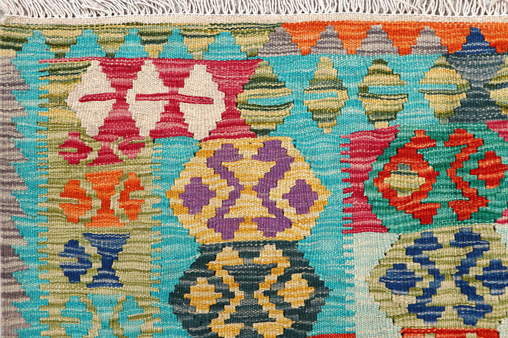 Multi Colored Kilim 3' 4 x 4' 11 - No. 61546 - ALRUG Rug Store