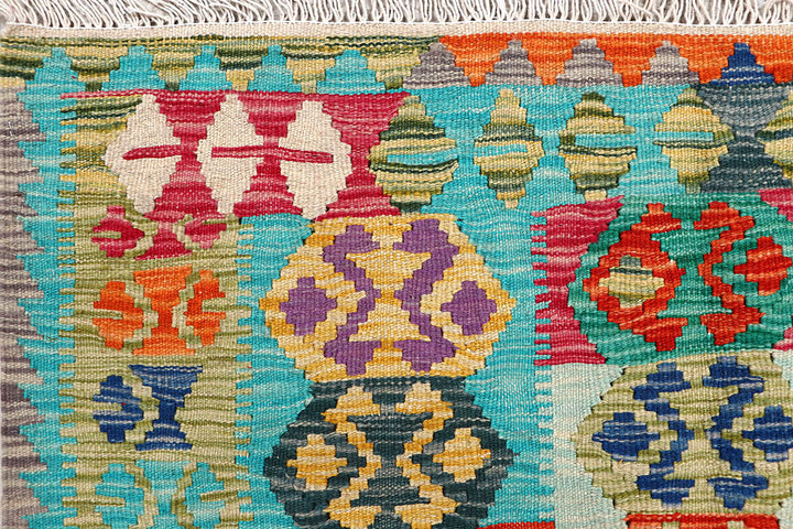 Multi Colored Kilim 3' 4 x 4' 11 - No. 61546 - ALRUG Rug Store