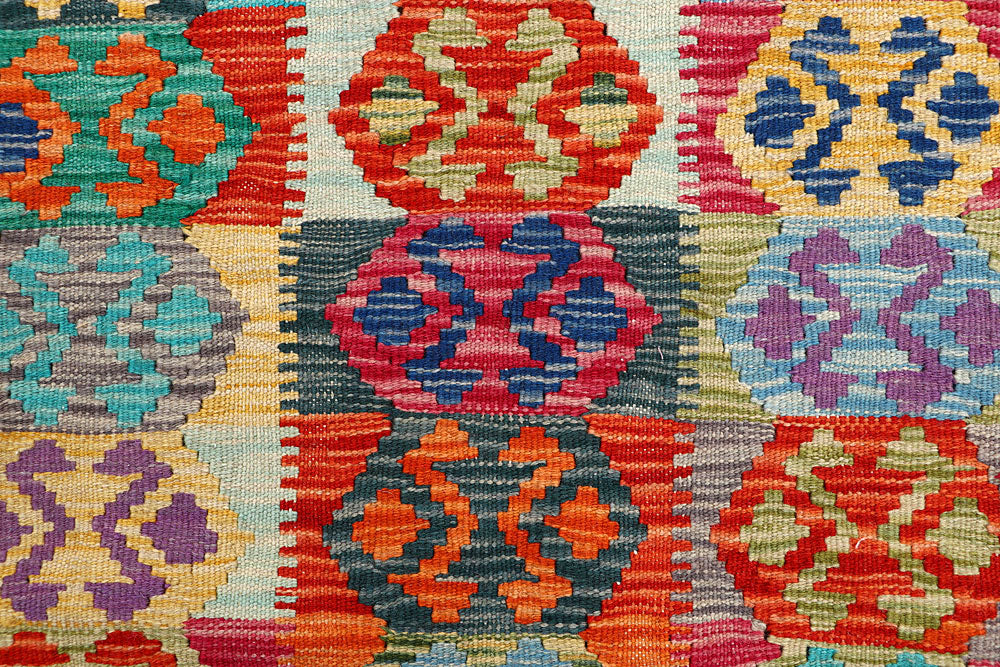 Multi Colored Kilim 3' 4 x 4' 11 - No. 61546 - ALRUG Rug Store