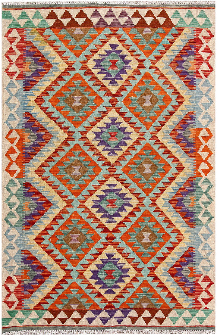 Multi Colored Kilim 3' 3 x 5' 2 - No. 61547 - ALRUG Rug Store
