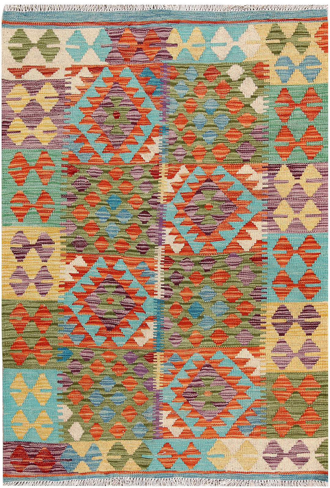 Multi Colored Kilim 3' 3 x 4' 9 - No. 61550 - ALRUG Rug Store
