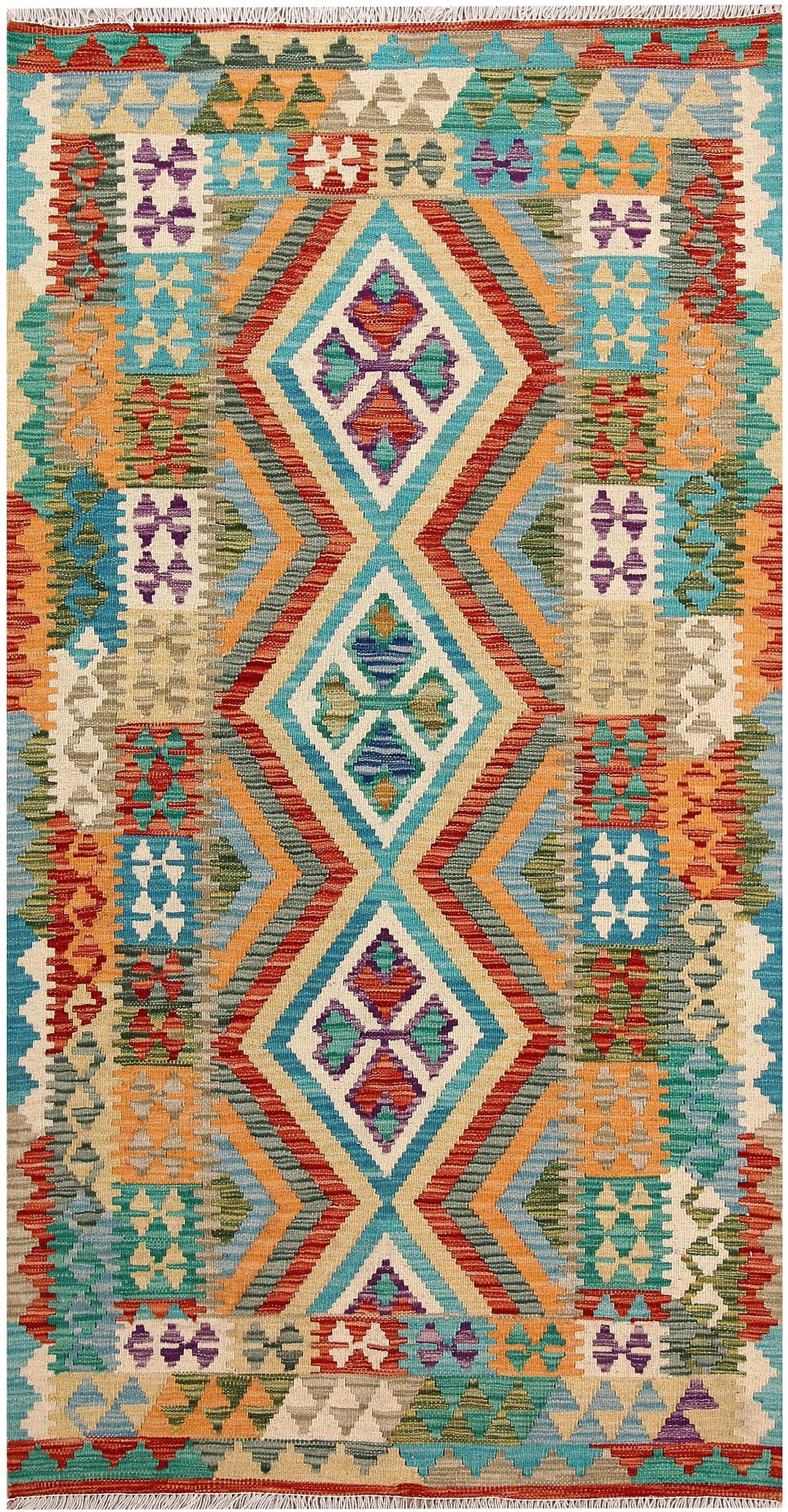 Multi Colored Kilim 3' 3 x 6' 2 - No. 61554 - ALRUG Rug Store