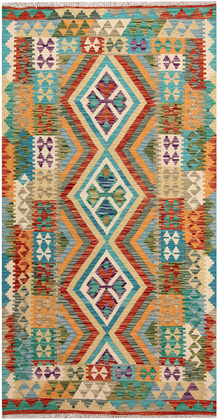 Multi Colored Kilim 3' 3 x 6' 2 - No. 61554 - ALRUG Rug Store