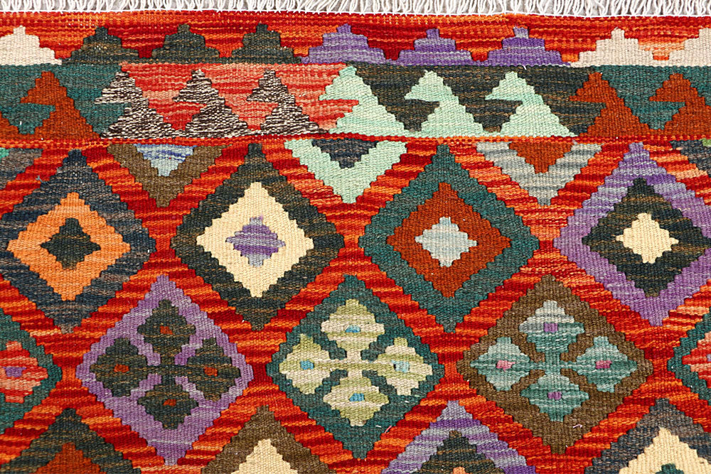 Multi Colored Kilim 3' 4 x 4' 8 - No. 61562 - ALRUG Rug Store