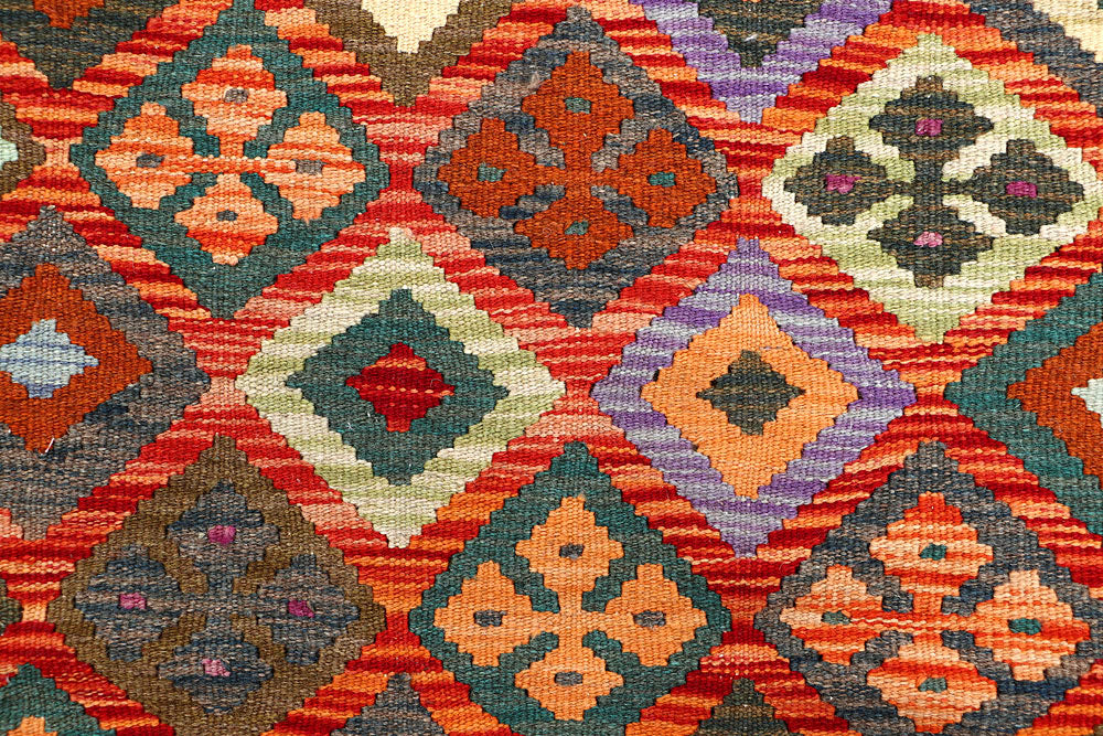 Multi Colored Kilim 3' 4 x 4' 8 - No. 61562 - ALRUG Rug Store