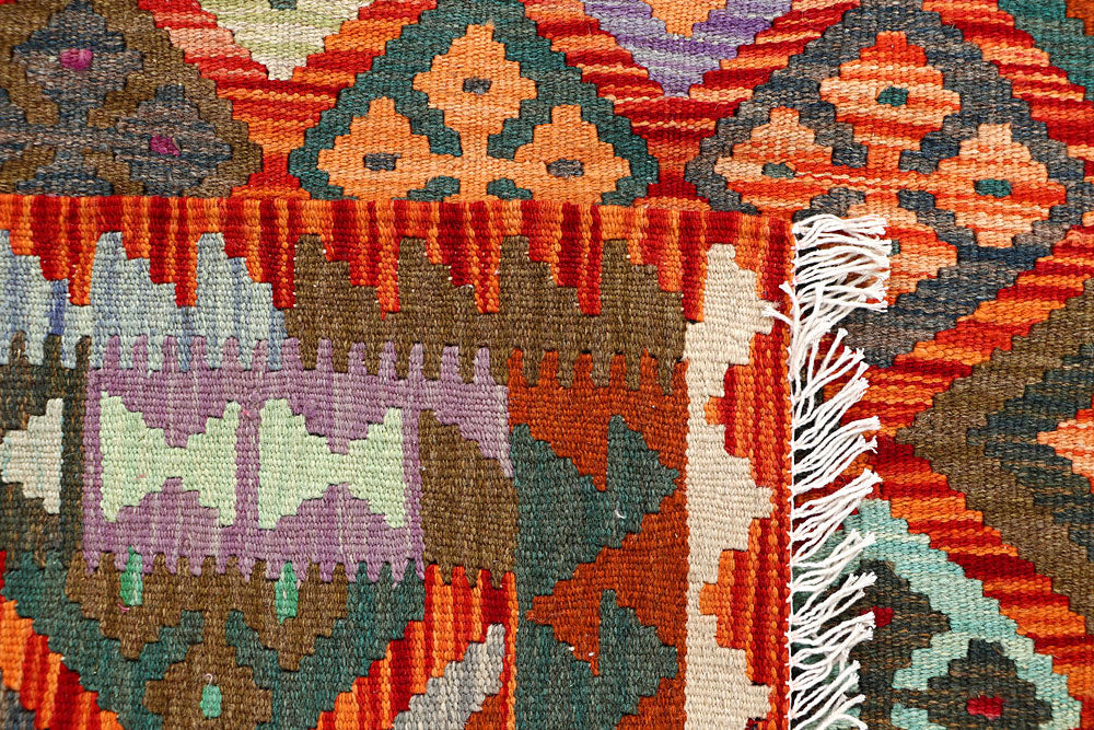 Multi Colored Kilim 3' 4 x 4' 8 - No. 61562 - ALRUG Rug Store
