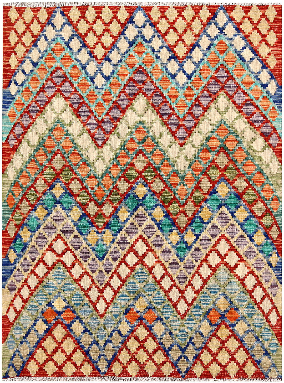Multi Colored Kilim 3' 6 x 4' 8 - No. 61563 - ALRUG Rug Store
