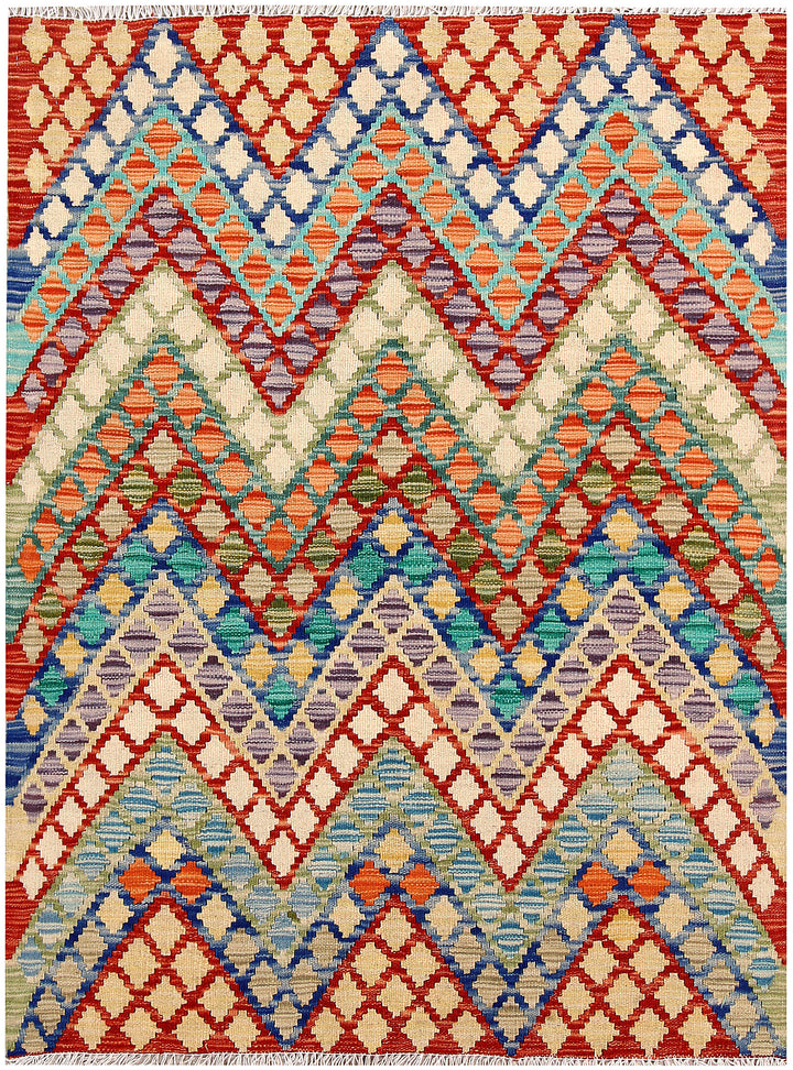 Multi Colored Kilim 3' 6 x 4' 8 - No. 61563 - ALRUG Rug Store
