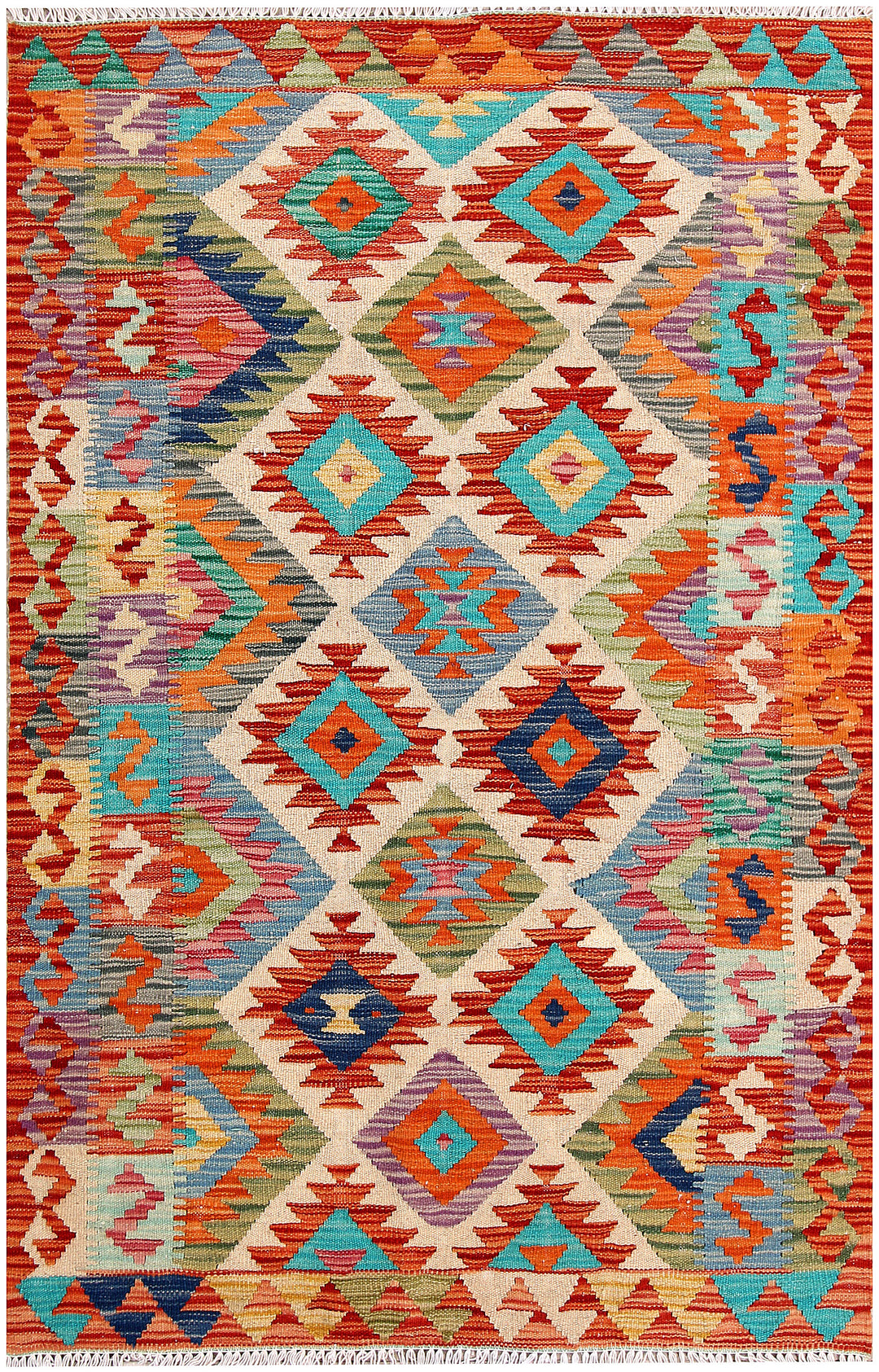 Multi Colored Kilim 3' 3 x 5' - No. 61566 - ALRUG Rug Store