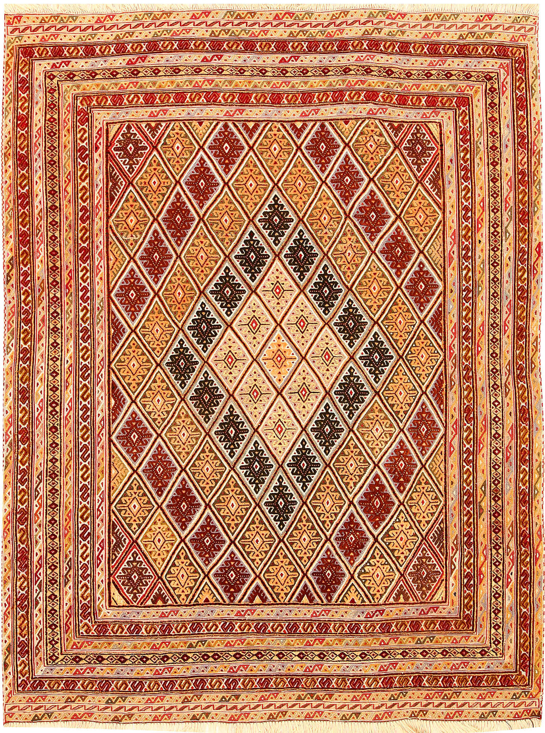 Afghan Mashwani Rug 4' 8" x 6' 2" Hand-Knotted