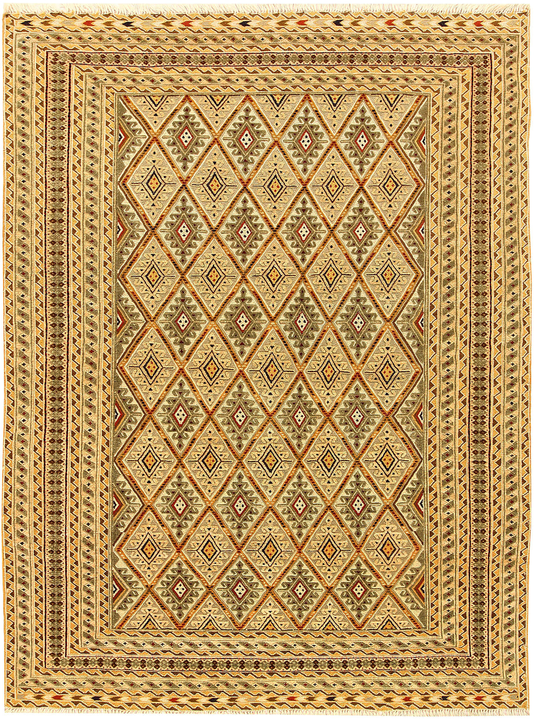 Afghan Mashwani Rug 5' x 6' 5" Hand-Knotted