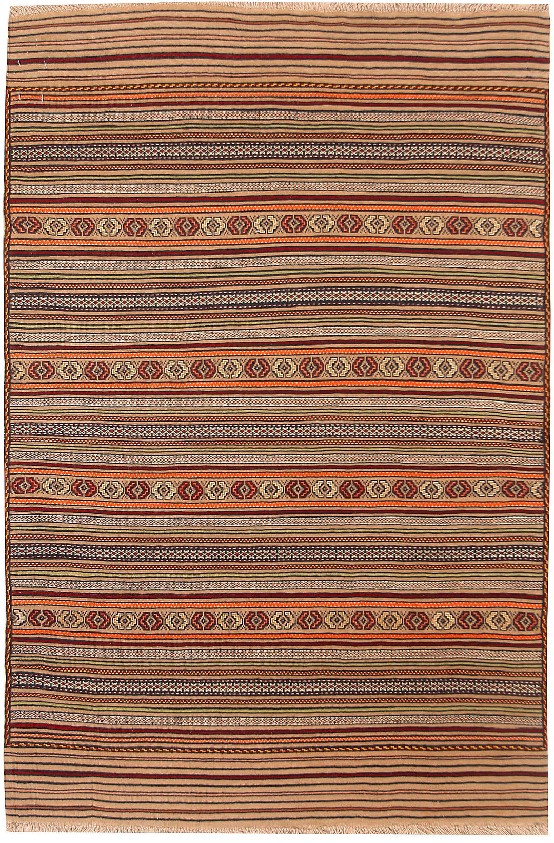 Afghan Maliki Rug 3' 2" x 4' 10" Hand-Knotted