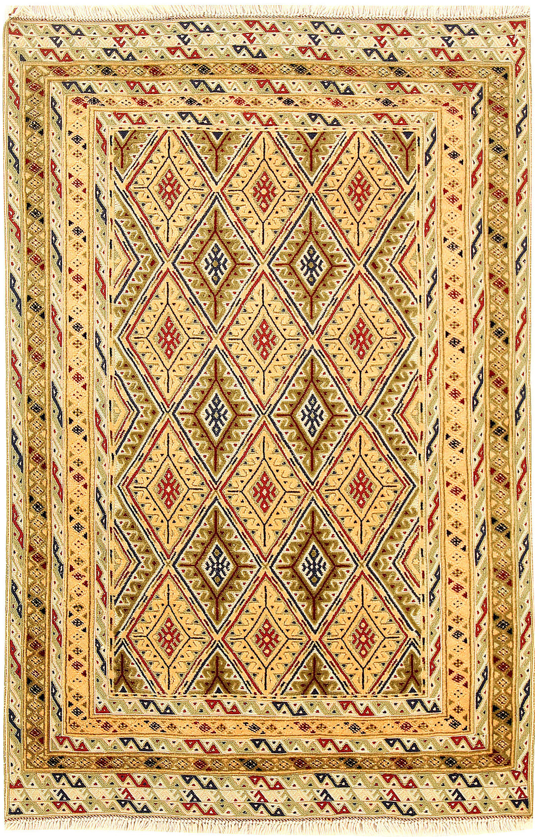 Afghan Mashwani Rug 2'9" x 4'2" Hand-Knotted