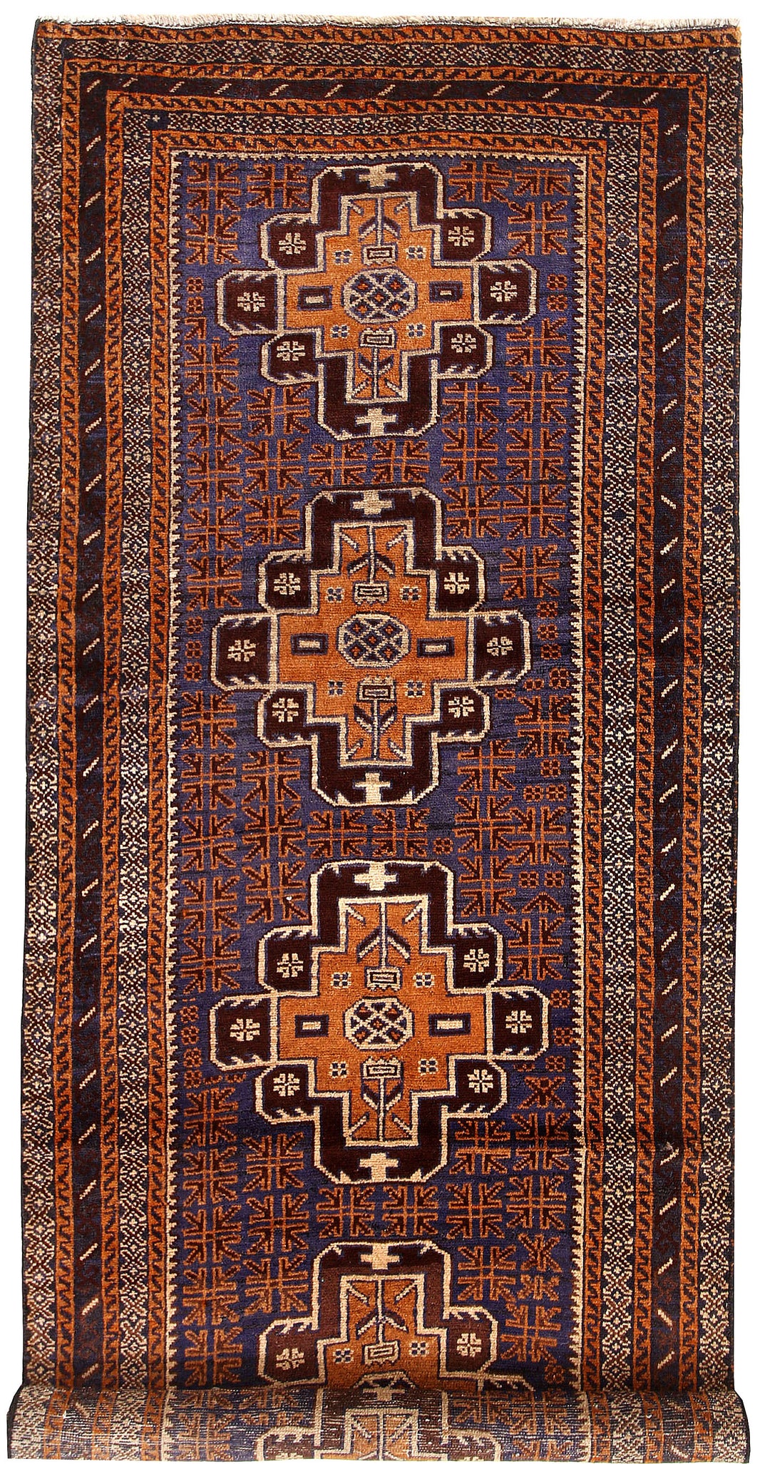 Multi Colored Baluchi 3' 3 x 9' 7 - No. 61877 - ALRUG Rug Store