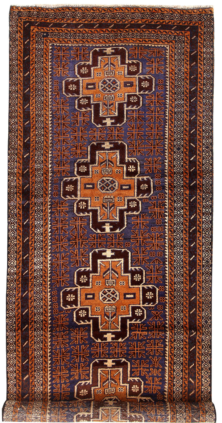 Multi Colored Baluchi 3' 3 x 9' 7 - No. 61877 - ALRUG Rug Store