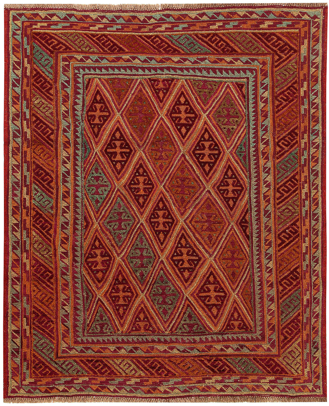 Afghan Mashwani Rug 4' 10" x 5' 10" Hand-Knotted