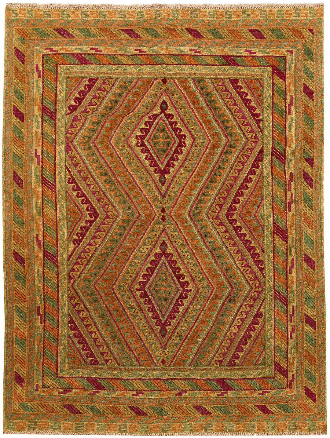 Afghan Mashwani Rug 4'8" x 6'2" Hand-Knotted
