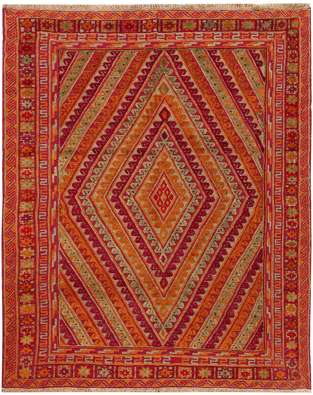 Afghan Mashwani Rug 5' 2" x 6' 3" Hand-Knotted