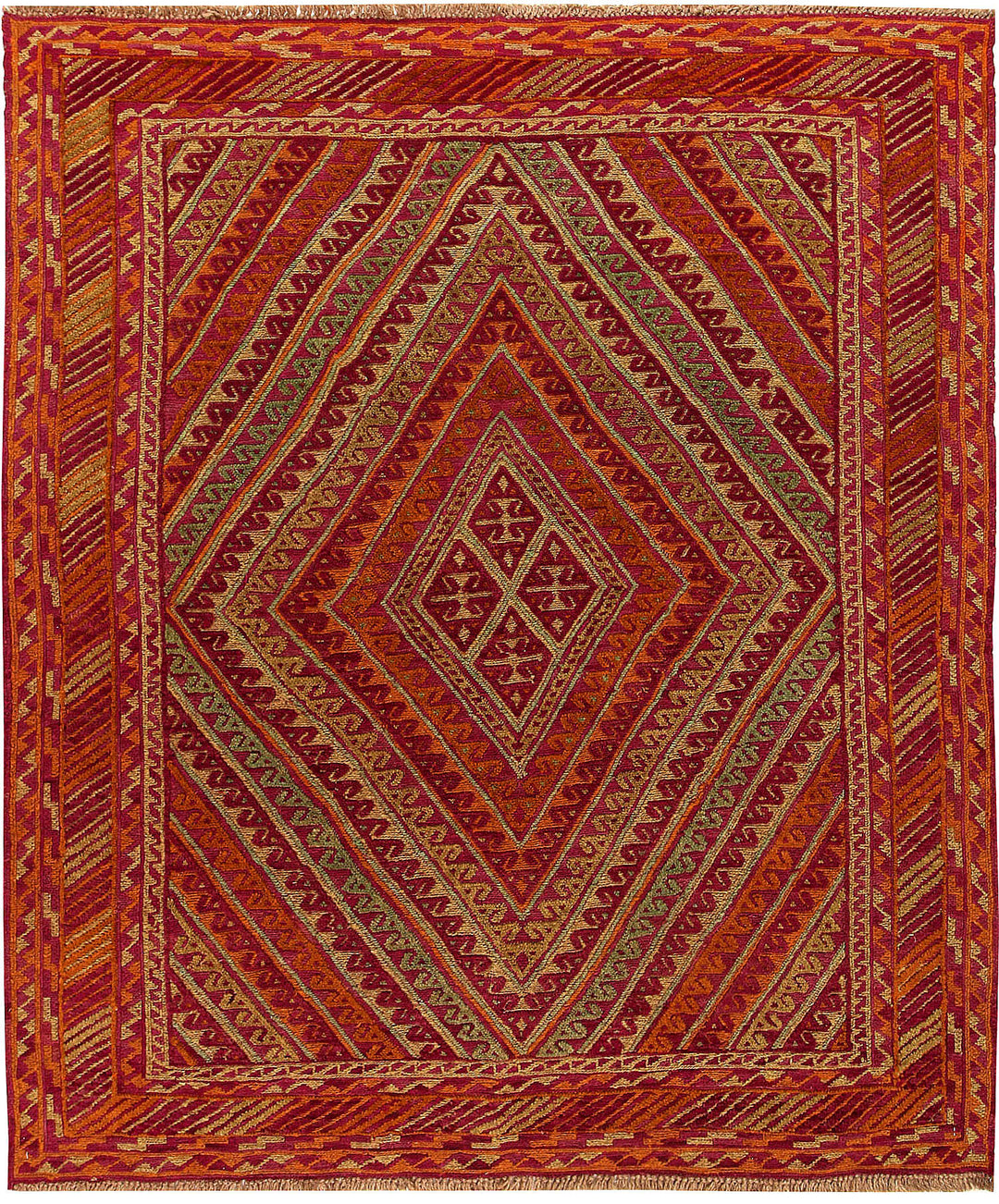 Afghan Mashwani Rug 4' 11" x 5' 11" Hand-Knotted