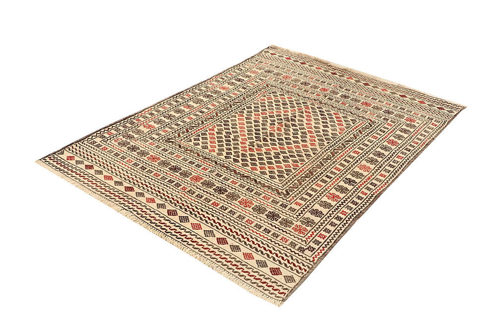 Blanched Almond Soumak 4' 1 x 5' 9 - No. 61933 - ALRUG Rug Store