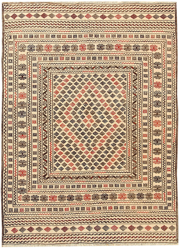 Blanched Almond Soumak 4' 1 x 5' 9 - No. 61933 - ALRUG Rug Store