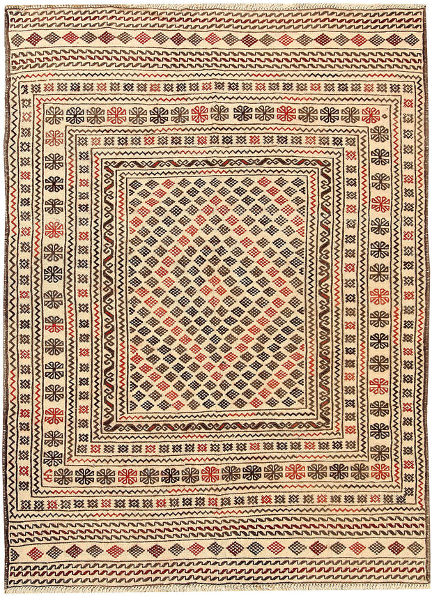 Blanched Almond Soumak 4' 1 x 5' 9 - No. 61933 - ALRUG Rug Store