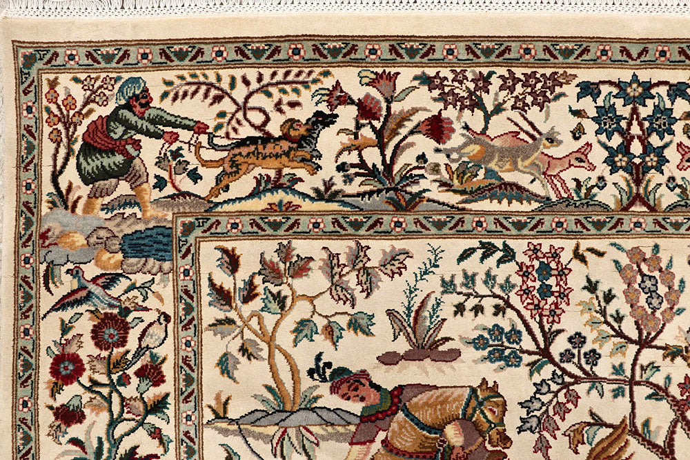 Cornsilk Hunting 4' 6 x 7' 1 - No. 61967 - ALRUG Rug Store