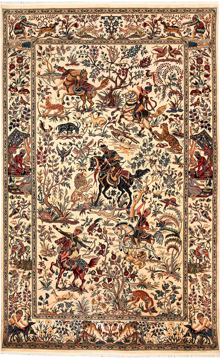 Cornsilk Hunting 4' 6 x 7' 1 - No. 61967 - ALRUG Rug Store