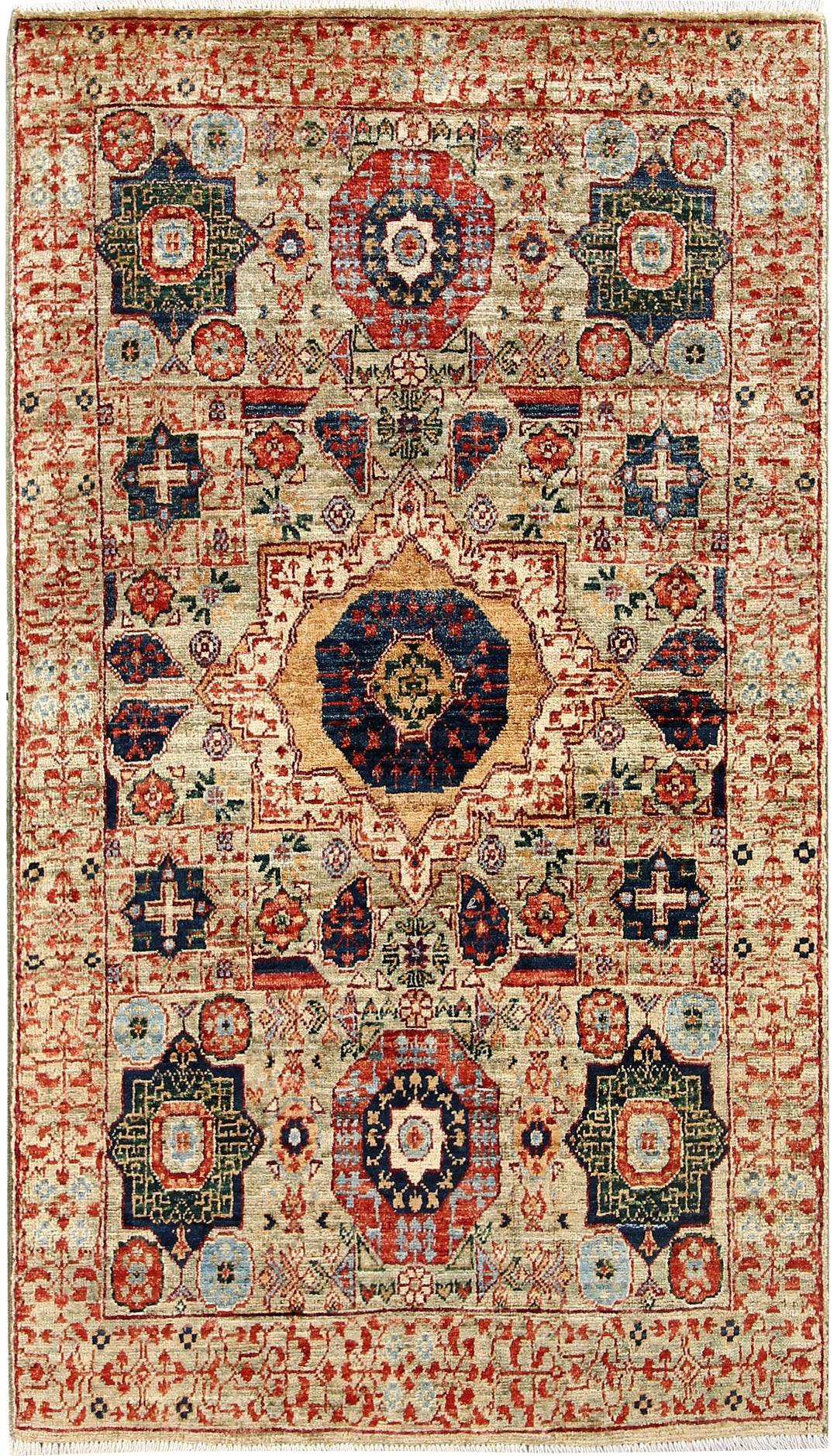 Dark Sea Green Mamluk 2' 9 x 5' - No. 62078 - ALRUG Rug Store