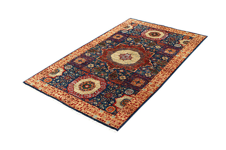 Dark Blue Mamluk 3' 2 x 5' 1 - No. 62086 - ALRUG Rug Store