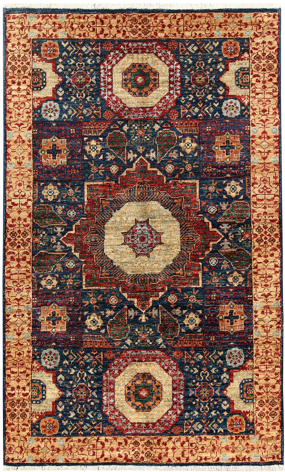 Dark Blue Mamluk 3' 2 x 5' 1 - No. 62086 - ALRUG Rug Store