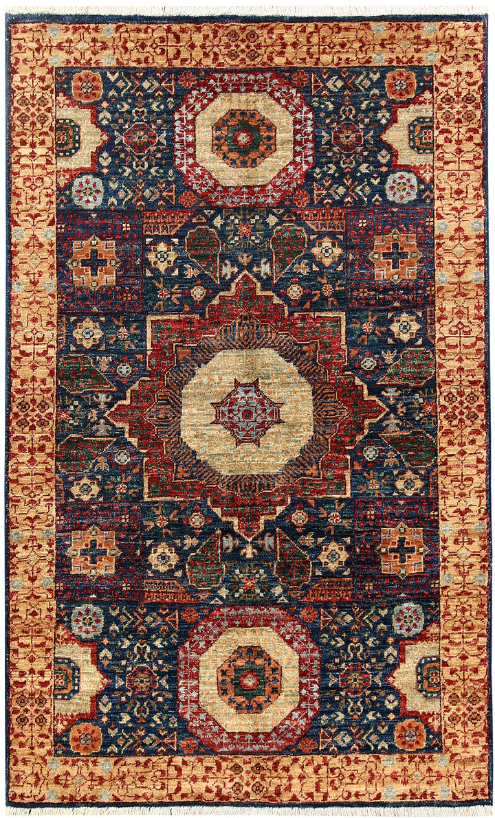 Dark Blue Mamluk 3' 2 x 5' 1 - No. 62086 - ALRUG Rug Store
