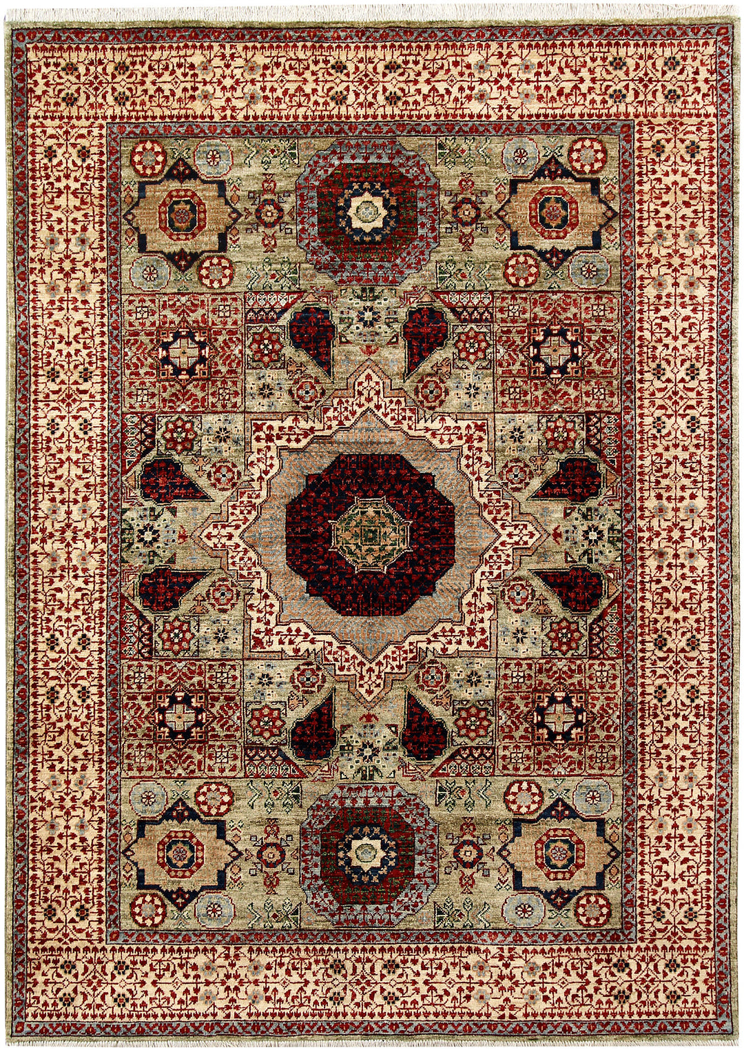 Dark Sea Green Mamluk 4' 10 x 6' 9 - No. 62161 - ALRUG Rug Store
